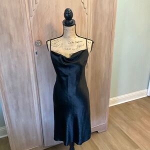 Victoria’s Secret black satin slip dress chemise tank capsule summer silky cowl